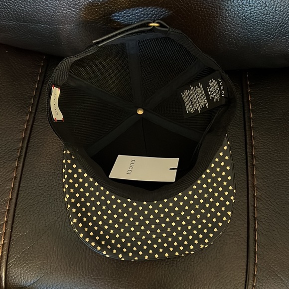 GUCCI X SEGA unisex Calfskin leather “GUCCY” Stars Baseball Hat Cap Black Gold - Picture 11 of 11